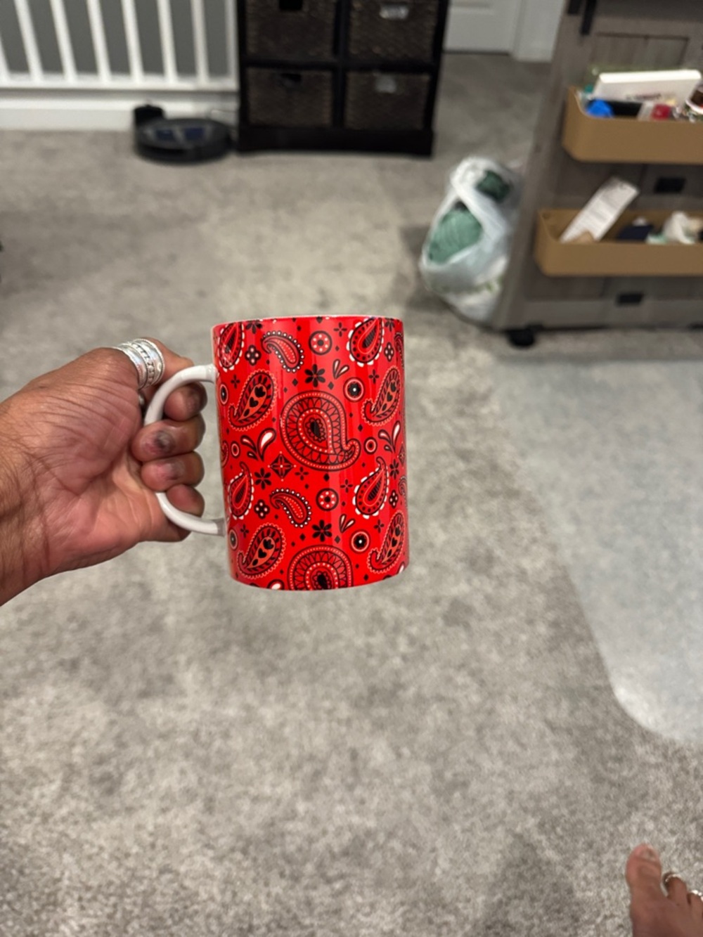 Red Paisley Pattern Ceramic Mug